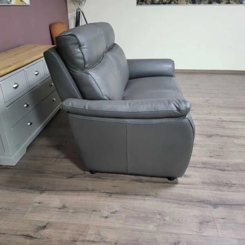 Gray leather two-seater sofa new, 100% genuine leather