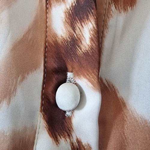 Satin animal print shirt new, size Medium brown/white