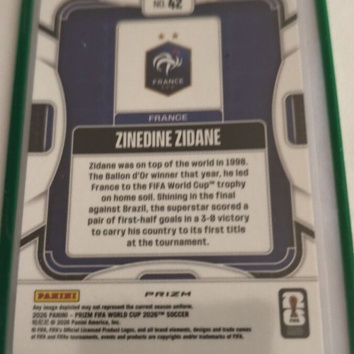 Zinedine Zidane 2026 Panini Prizm FIFA World Cup card new