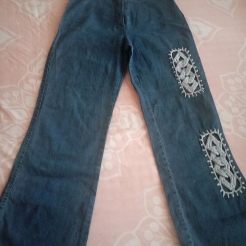 Women’s denim pants thin summer with knitted details like new