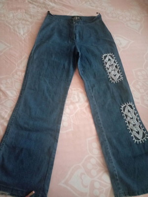 Women’s denim pants thin summer with knitted details like new