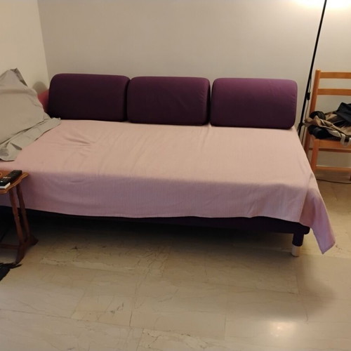 IKEA FLOTTEBO sofa bed used, 120×200 cm, purple cover