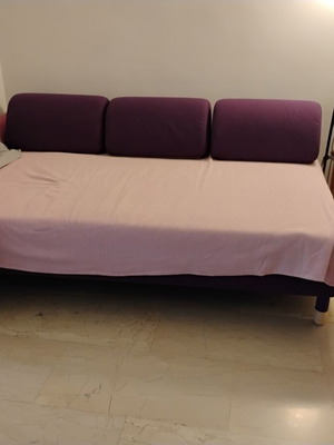 IKEA FLOTTEBO sofa bed used, 120×200 cm, purple cover