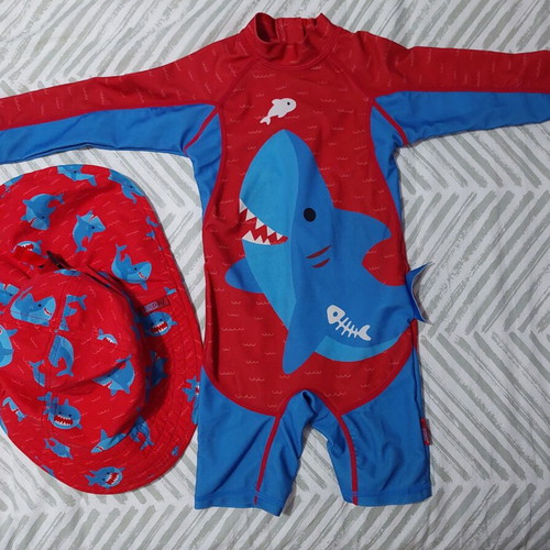 Baby swimsuit and hat like new