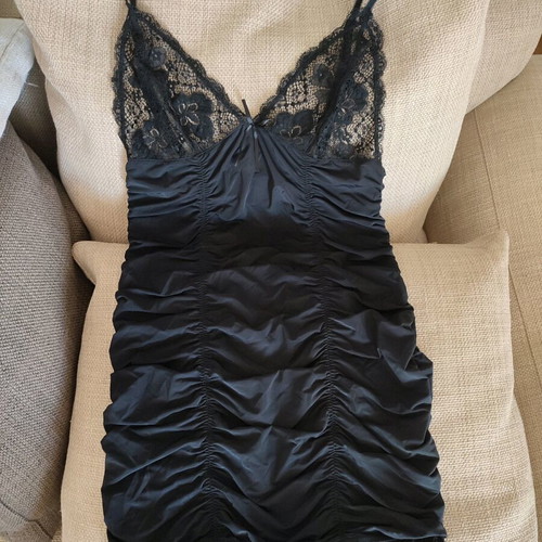 Nylon lingerie with black lace size S-M, new