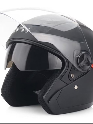 Motorcycle helmet large size, new, black with tinted and clear visor