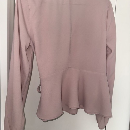 Bershka women's blouse pink soft color with wrap design and side tie like new
