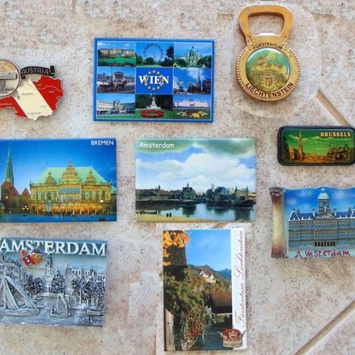 Fridge magnets used, collection of 9 souvenirs from Europe