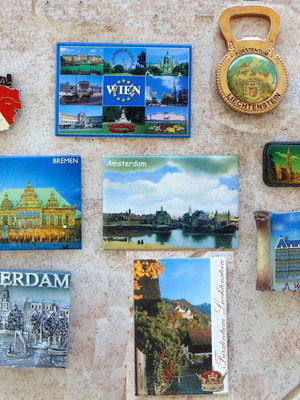 Fridge magnets used, collection of 9 souvenirs from Europe