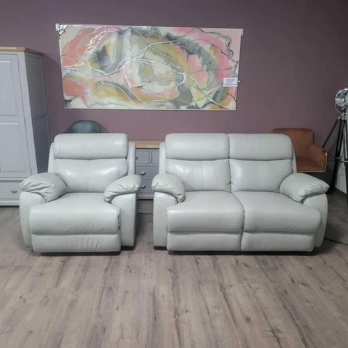 Gray leather sofa and armchair set Grayson new with relaxing mechanism