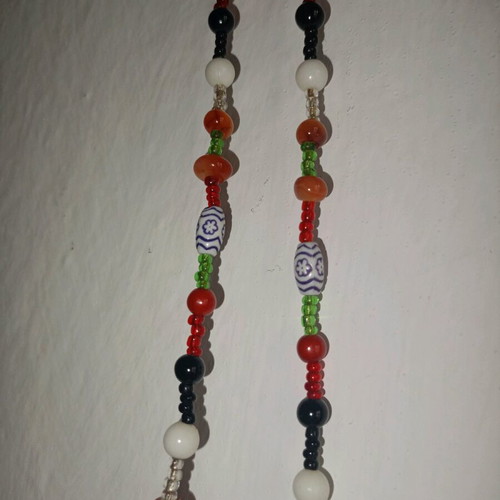 Handmade necklace with colorful gemstones and red beads new