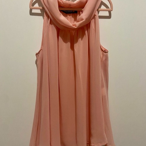 Sleeveless pink blouse with high neck new