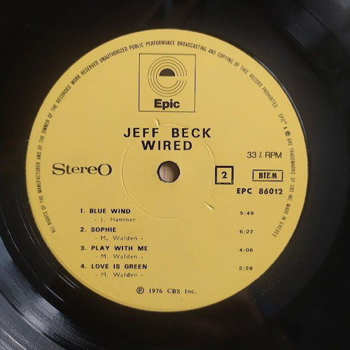 Jeff Beck Wired LP винил употребяван, 33 rpm, 1976