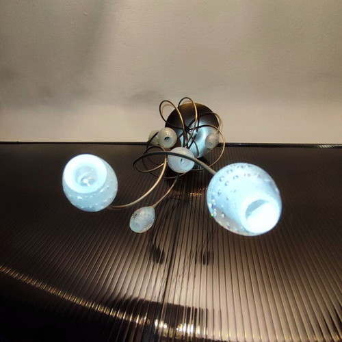 Medousa ceiling light like new, 7-light chrome with glass ends