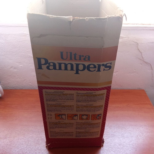 Pampers Ultra Pink Pasok Koskotas Collectible Box used, 1980s
