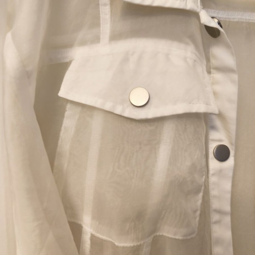 Shirt-jacket with fabric combination, new, white, size L