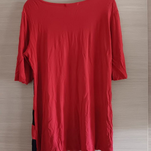Women's short-sleeve blouse used, size L, red and black