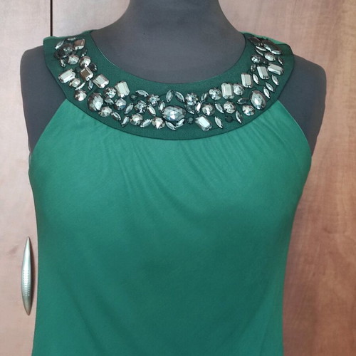 Desiree evening dress emerald green like new with crystals