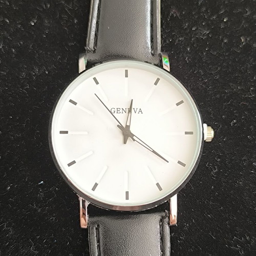 Geneva Minimal men's watch black with white dial new