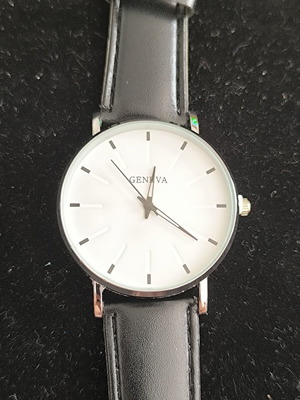 Geneva Minimal men's watch black with white dial new
