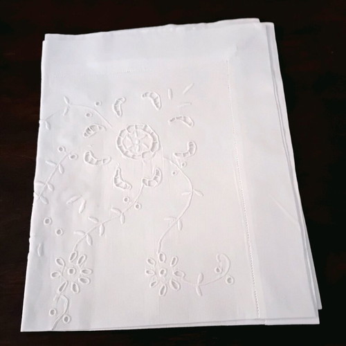 Set of two table runners with handmade cutwork embroidery like new