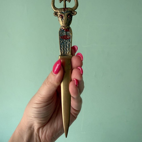 Vintage papercutter collection used, brass Knossos and handmade wooden