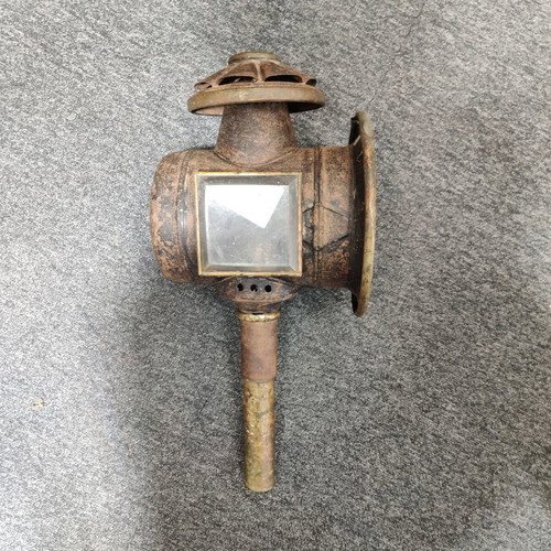 Antique carriage lantern made of brass and iron used