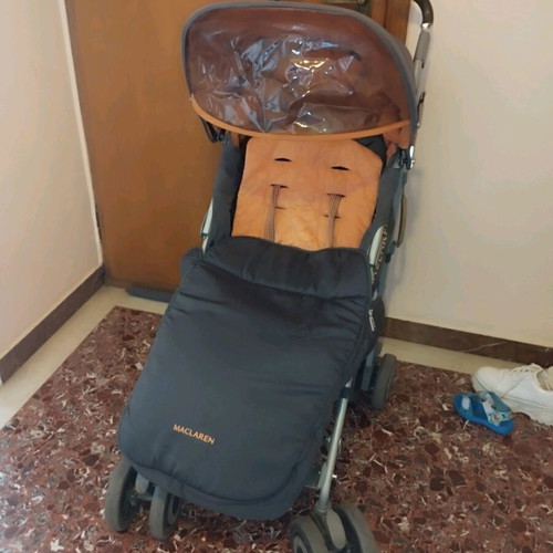Maclaren Baby Stroller used with footmuff and rain cover