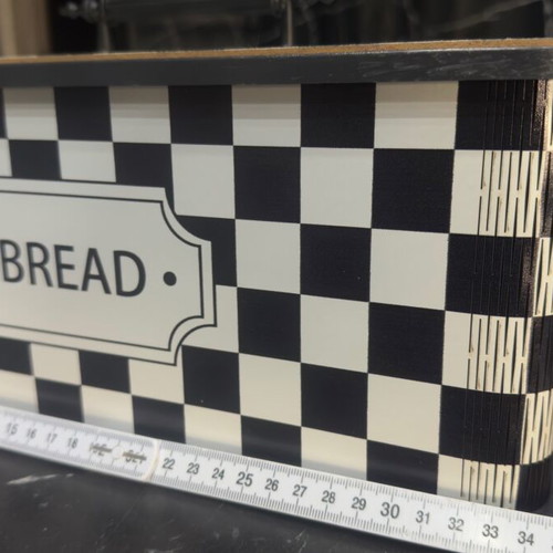 Retro bread storage box used, black and white