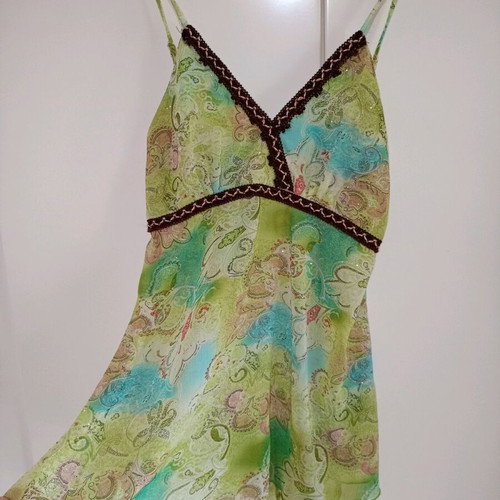 Fairy mesh top used, green shades, size M-L