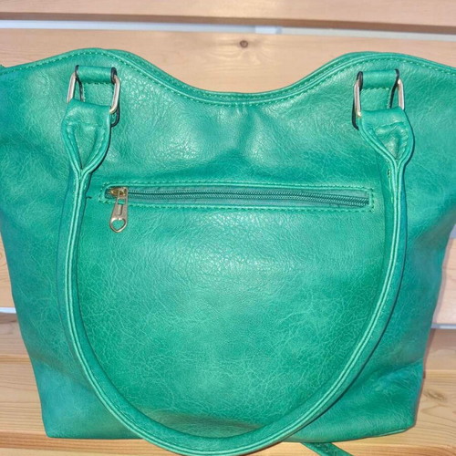 Shoulder bag new, large capacity, green and gold