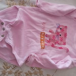 Baby romper 12M, pink kitten print