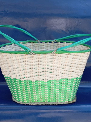 Vintage plastic basket used, 60s-70s with metal connectors