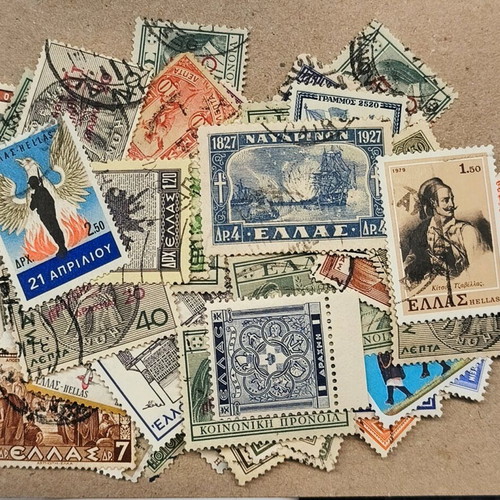 Greek stamps used, over 100 pieces