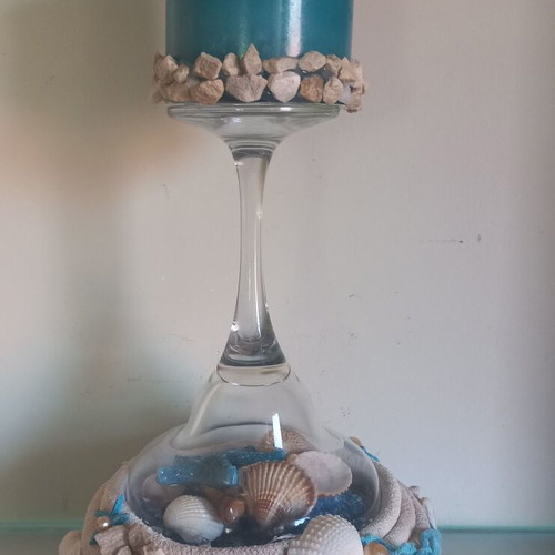 Decorative candleholder "Βυθός" new, summer design with shells