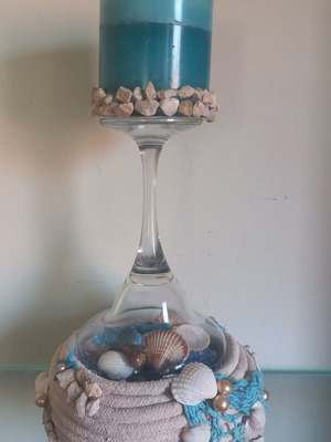 Decorative candleholder "Βυθός" new, summer design with shells