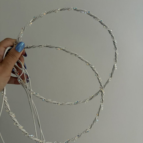 Wedding Stefana crowns new, white and silver shades with box and pins
