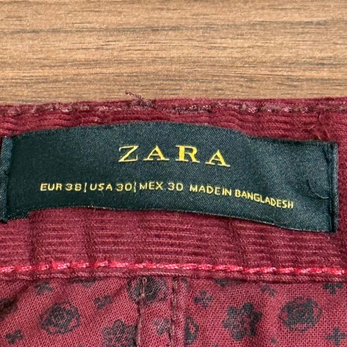 ZARA Men's Corduroy Pants Bordeaux New W30 EUR 38