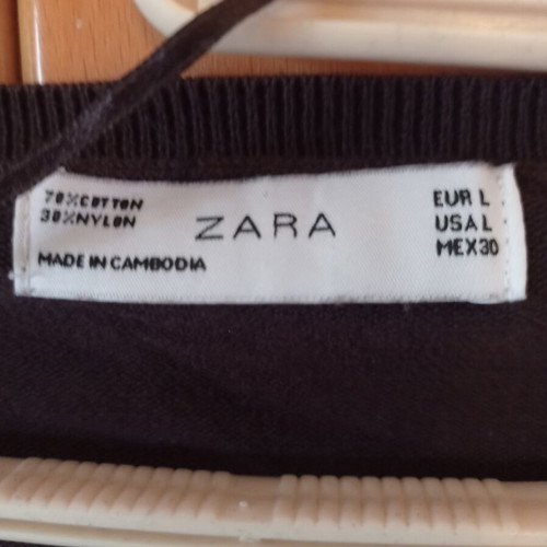 Zara women's long-sleeve thin brown shirt medium used