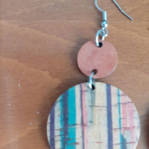 Wooden colorful hoop earrings like new