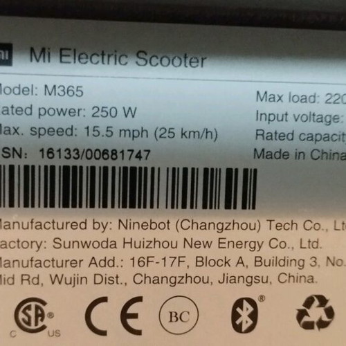 Xiaomi electric scooter used, battery replacement needed
