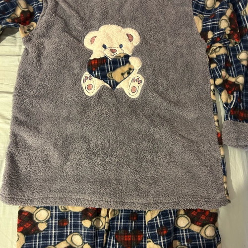 Winter pajamas gray with teddy bears like new, size XL