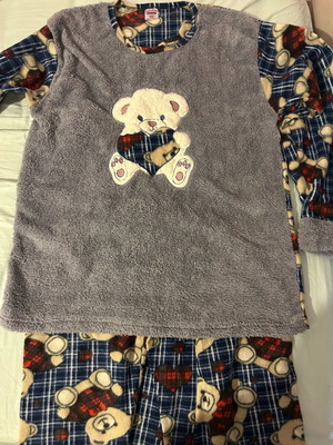 Winter pajamas gray with teddy bears like new, size XL