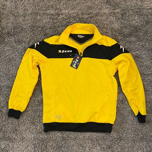 Zeus long-sleeve sports shirt new, size large, blue and yellow