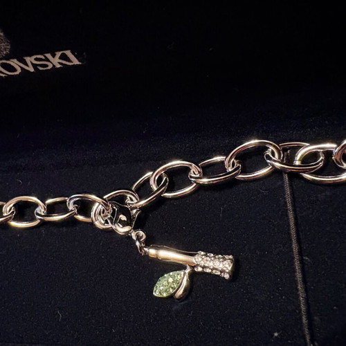 Swarovski bracelet with panda and eucalyptus leaf, new
