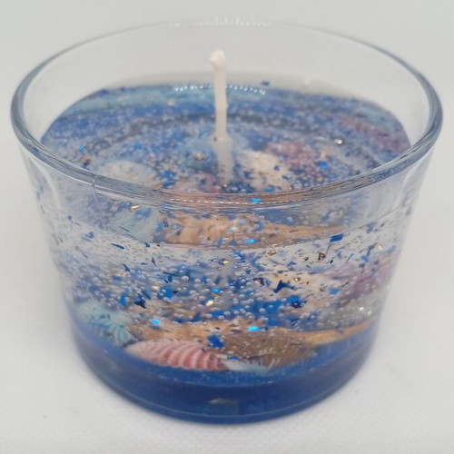 Gel candle Ocean Luxury handmade with gold leaf and Wood & Salt scent