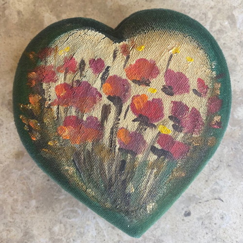 Velvet Green Heart Box hand-painted, used