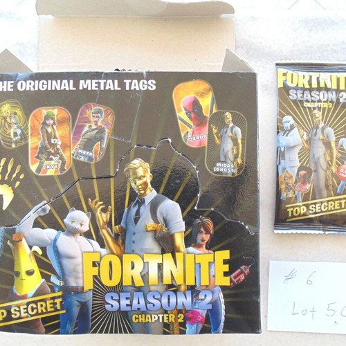 Fortnite Chapter 2 Season 2 Metal Tags Complete Box with 50 Sealed Packs