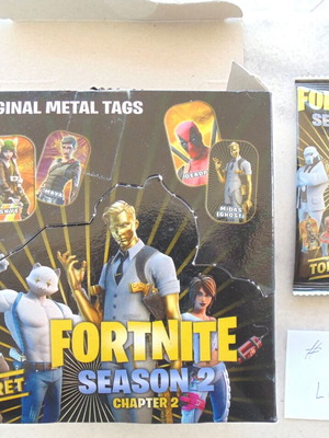 Fortnite Chapter 2 Season 2 Metal Tags Complete Box with 50 Sealed Packs