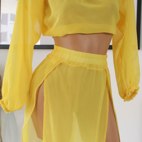 Beachwear pants with yellow transparent top new